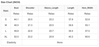 A size chart labeled "Size Chart (INCH)" for the Retro Paisley Tab Sleeve Dress: Rose by Pretty Bash displays measurements in inches for bust, shoulder, sleeve length, dress length, and hem width across sizes S, M, L, and XL. All the measurements are indicated with the term "Relax" and there is no elasticity. This information is particularly useful for selecting the perfect fit of this bohemian chic dress.