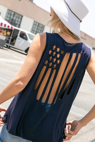 Spangled Tank Flag Cut Out Tank Top