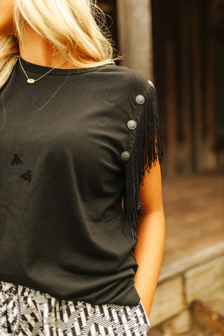 Get Fringey with it Black Top