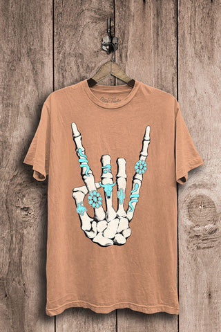 Dixie Skeleton Rock Hand Graphic Tee