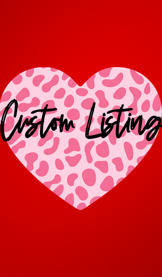 A heart-shaped design with a pink leopard print on red features bold black text reading "Custom Order for Debbie" by Western Edge Boutique, perfectly complementing a stylish pink romper.