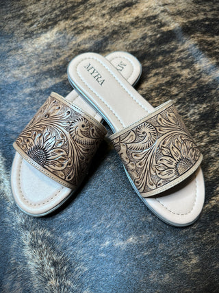 Coppu Western Hand-Tooled Sandals