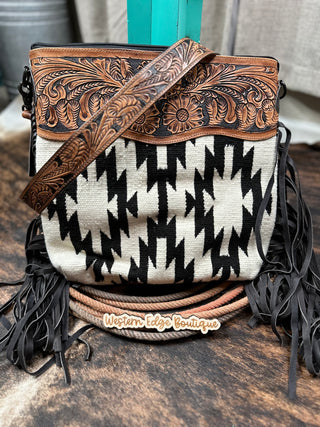 Tucson Saddle Blanket and Tooled Leather Handbag