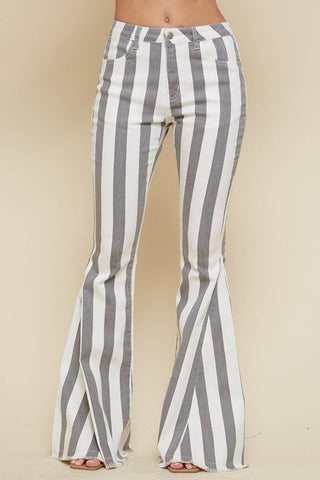 Storm Charcoal Striped Flare Bellbottom Jeans